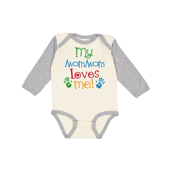 Inktastic Mommom Loves Me Childs Boys or Girls Long Sleeve Baby Bodysuit