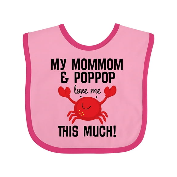 Inktastic Mommom and Poppop Love Me Grandson Boys or Girls Baby Bib