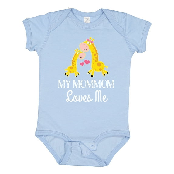 Inktastic Mommom Loves Me Childs Giraffe Boys or Girls Baby Bodysuit