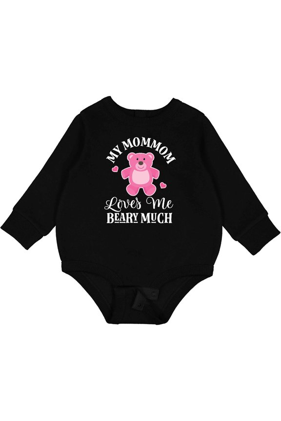 Mommom Loves Me Girls Bear Baby Fleece Bodysuit