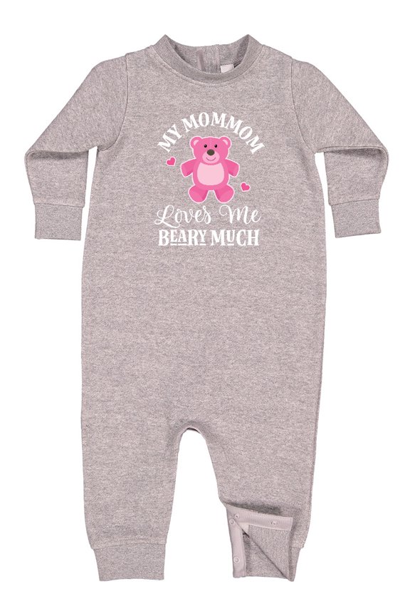 Mommom Loves Me Girls Bear Baby Fleece Romper