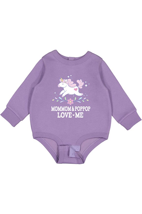 Mommom and Poppop Love Me Unicorn Baby Fleece Bodysuit