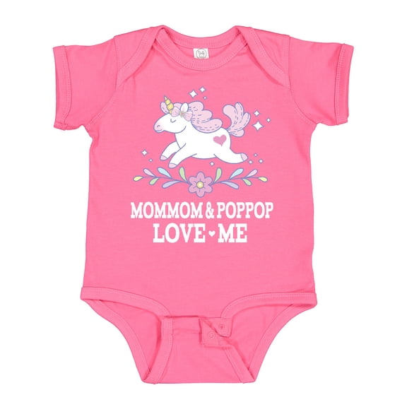Inktastic Mommom and Poppop Love Me Unicorn Girls Baby Bodysuit