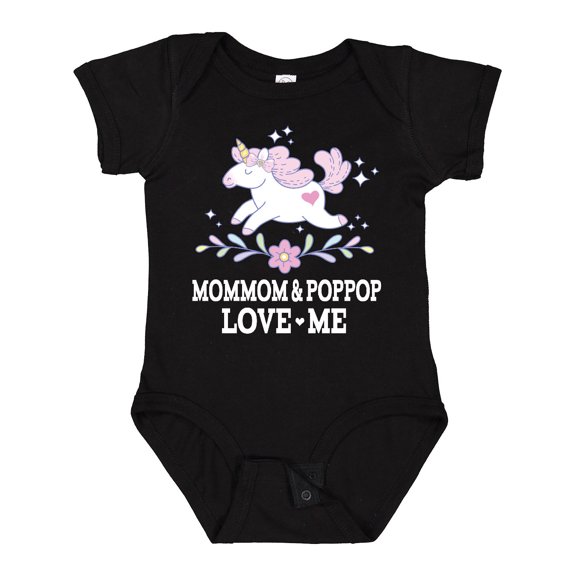 Inktastic Mommom and Poppop Love Me Unicorn Girls Baby Bodysuit