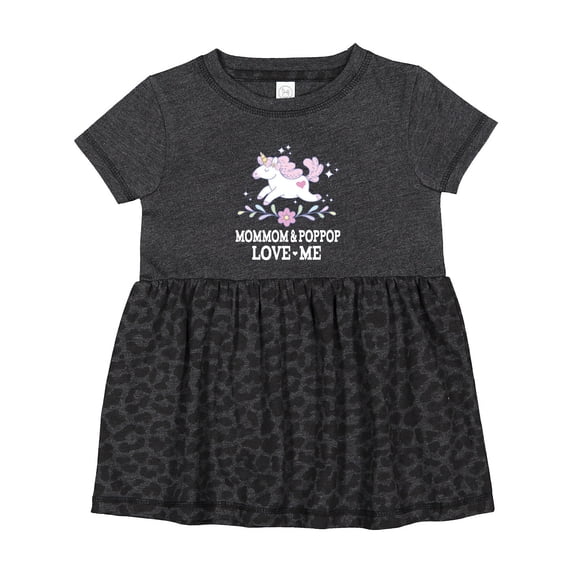 Inktastic Mommom and Poppop Love Me Unicorn Girls Baby Dress