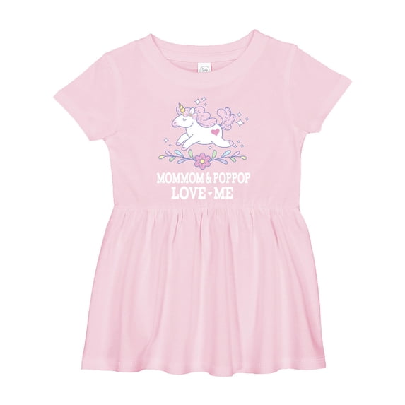 Inktastic Mommom and Poppop Love Me Unicorn Girls Baby Dress