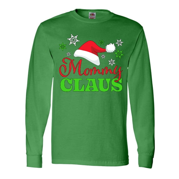 Inktastic Mommy Claus with Christmas Santa Hat and Snowflakes Long Sleeve T-Shirt