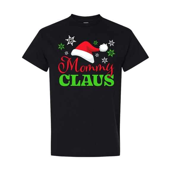 Inktastic Mommy Claus with Christmas Santa Hat and Snowflakes T-Shirt