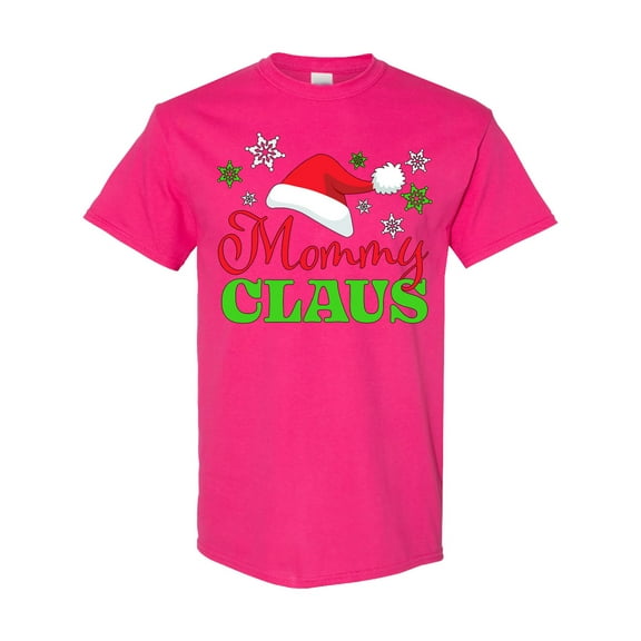 Inktastic Mommy Claus with Christmas Santa Hat and Snowflakes T-Shirt