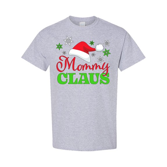 Inktastic Mommy Claus with Christmas Santa Hat and Snowflakes T-Shirt
