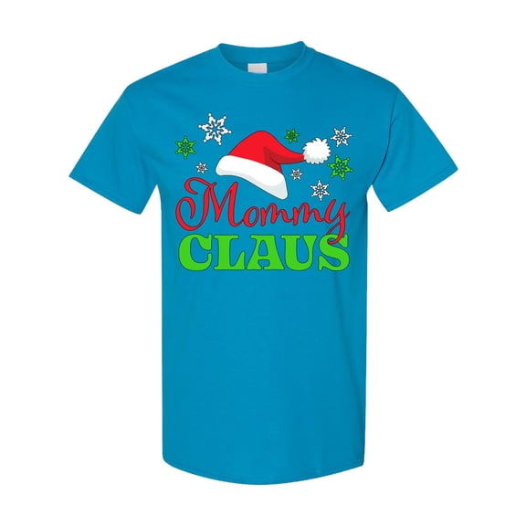 Inktastic Mommy Claus with Christmas Santa Hat and Snowflakes T-Shirt