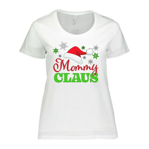 Inktastic Mommy Claus with Christmas Santa Hat and Snowflakes Women's Plus Size T-Shirt