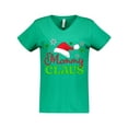 thumbnail image 1 of Inktastic Mommy Claus with Christmas Santa Hat and Snowflakes Women's V-Neck T-Shirt, 1 of 5