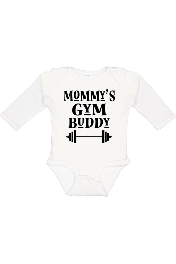 Mommy Gym Buddy Workout Boys or Girls Long Sleeve Baby Bodysuit