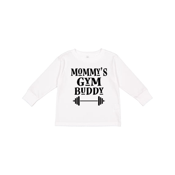 Inktastic Mommy Gym Buddy Workout Boys or Girls Long Sleeve Toddler T-Shirt
