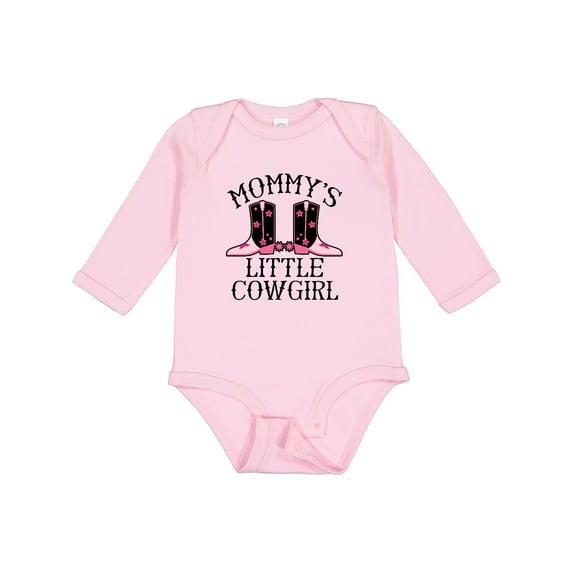 Inktastic Mommy Little Cowgirl Baby Clothes Girls Long Sleeve Baby Bodysuit