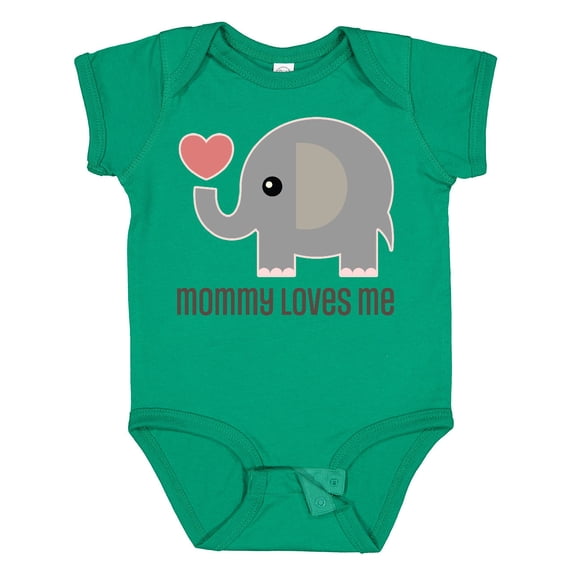 Inktastic Mommy Loves Me Elephant Boys or Girls Baby Bodysuit