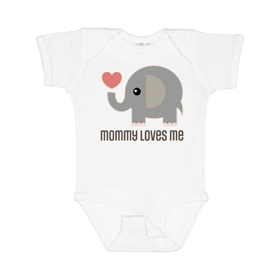 Inktastic Mommy Loves Me Elephant Boys or Girls Baby Bodysuit
