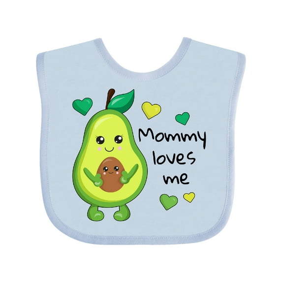 Inktastic Mommy Loves Me with Avocado Baby and Green Hearts Boys or Girls Baby Bib