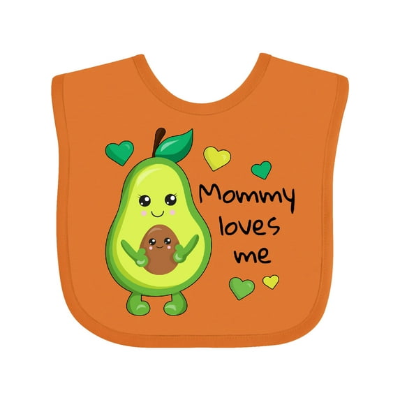 Inktastic Mommy Loves Me with Avocado Baby and Green Hearts Boys or Girls Baby Bib