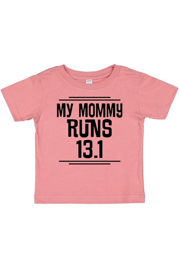 Mommy Runs Half Marathon Boys or Girls Baby T-Shirt