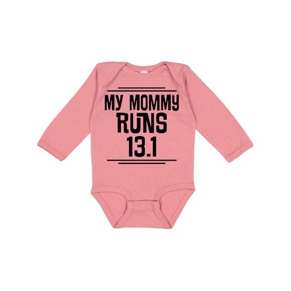 Inktastic Mommy Runs Half Marathon Boys or Girls Long Sleeve Baby Bodysuit