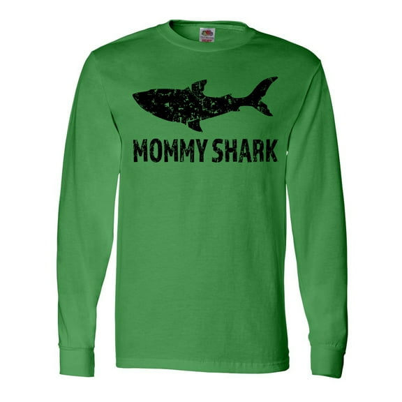 Inktastic Mommy Shark with Distressed Shark Long Sleeve T-Shirt