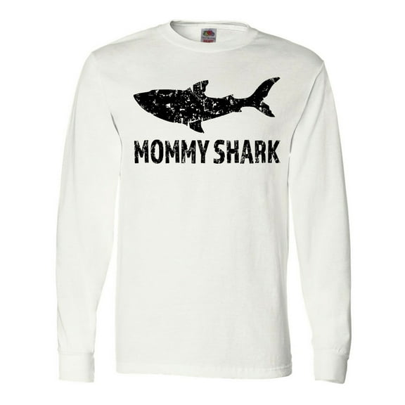 Inktastic Mommy Shark with Distressed Shark Long Sleeve T-Shirt