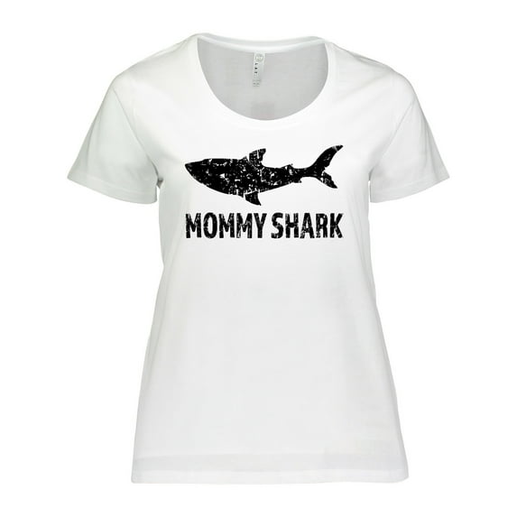 Inktastic Mommy Shark with Distressed Shark Women's Plus Size T-Shirt