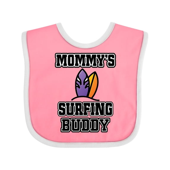 Inktastic Mommy Surfing Buddy Surfboard Boys or Girls Baby Bib