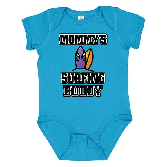 Inktastic Mommy Surfing Buddy Surfboard Boys or Girls Baby Bodysuit