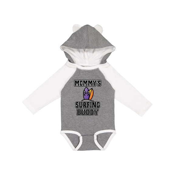 Inktastic Mommy Surfing Buddy Surfboard Boys or Girls Long Sleeve Baby Bodysuit