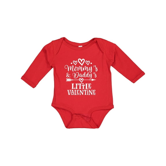 Inktastic Mommy and Daddy Little Valentine Boys or Girls Long Sleeve Baby Bodysuit