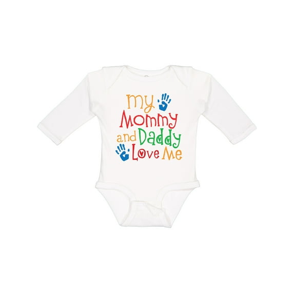 Inktastic Mommy and Daddy Love Me Boys or Girls Long Sleeve Baby Bodysuit