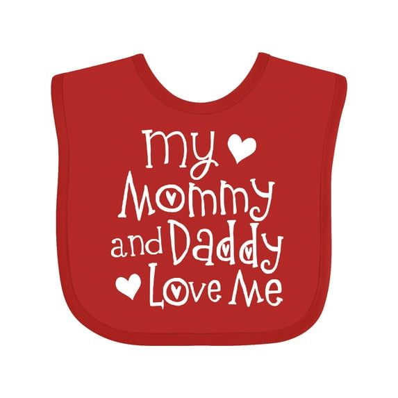 Inktastic Mommy and Daddy Love Me Valentine Boys or Girls Baby Bib