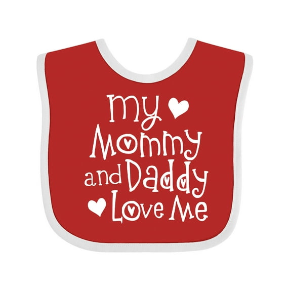 Inktastic Mommy and Daddy Love Me Valentine Boys or Girls Baby Bib