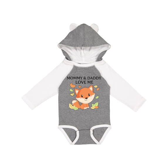 Inktastic Mommy and Daddy Love Me- little fox Boys or Girls Long Sleeve Baby Bodysuit