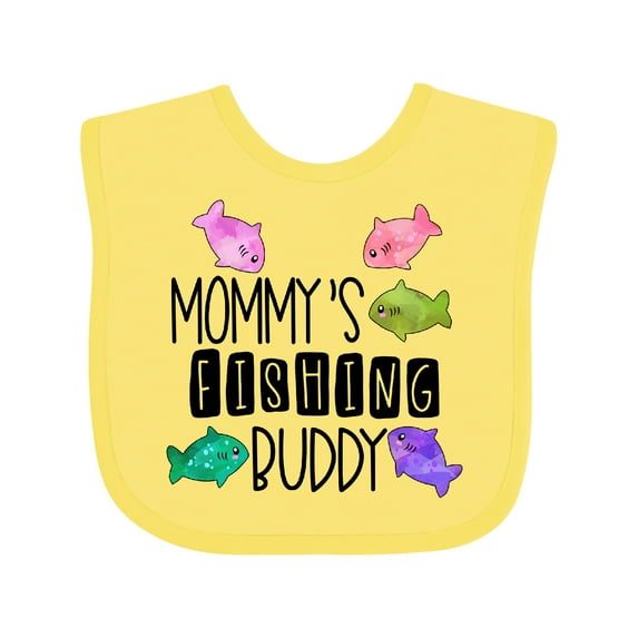 Inktastic Mommy's Fishing Buddy with Colorful Fish Boys or Girls Baby Bib