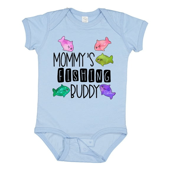 Inktastic Mommy's Fishing Buddy with Colorful Fish Boys or Girls Baby Bodysuit