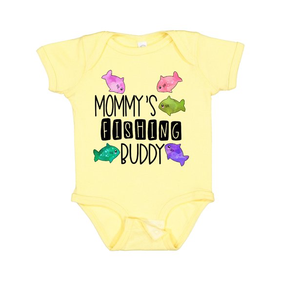 Inktastic Mommy's Fishing Buddy with Colorful Fish Boys or Girls Baby Bodysuit