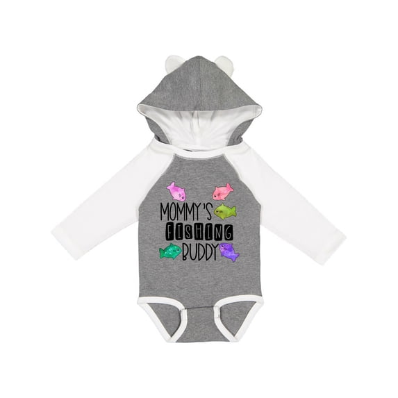Inktastic Mommy's Fishing Buddy with Colorful Fish Boys or Girls Long Sleeve Baby Bodysuit