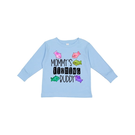 Inktastic Mommy's Fishing Buddy with Colorful Fish Boys or Girls Long Sleeve Toddler T-Shirt