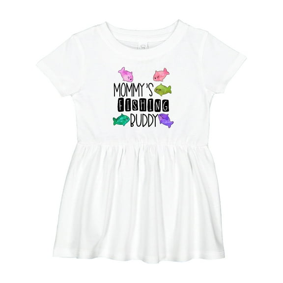 Inktastic Mommy's Fishing Buddy with Colorful Fish Girls Baby Dress