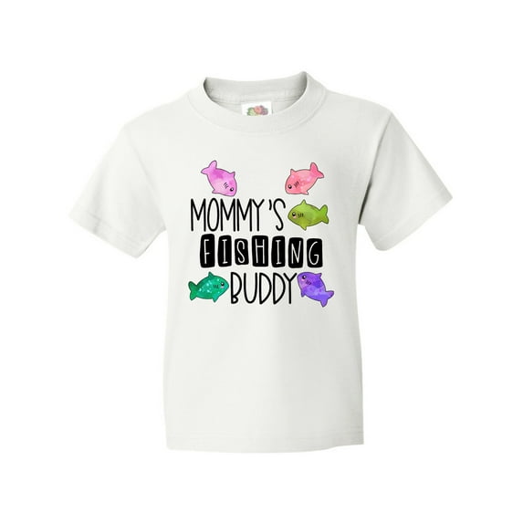 Inktastic Mommy's Fishing Buddy with Colorful Fish Youth T-Shirt