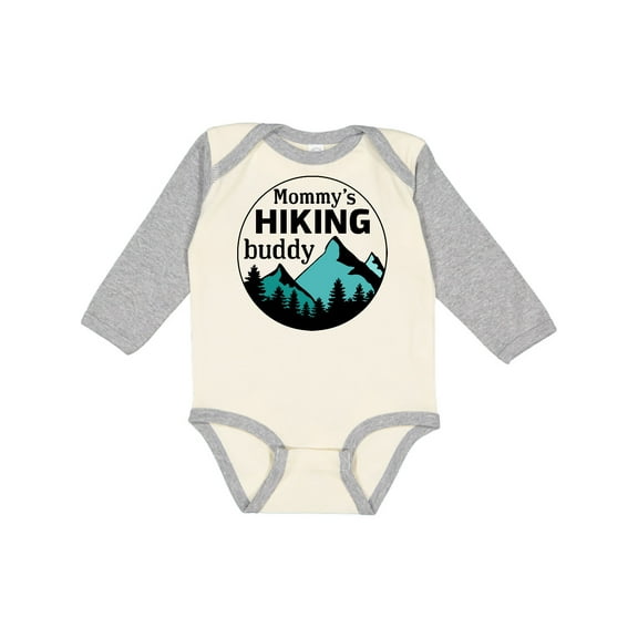 Inktastic Mommy's Hiking Buddy with Mountains and Trees Boys or Girls Long Sleeve Baby Bodysuit