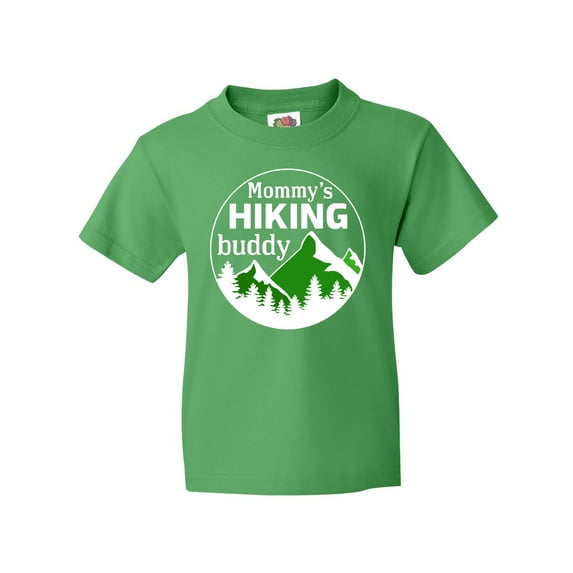Inktastic Mommy's Hiking Buddy with Mountains and Trees Youth T-Shirt