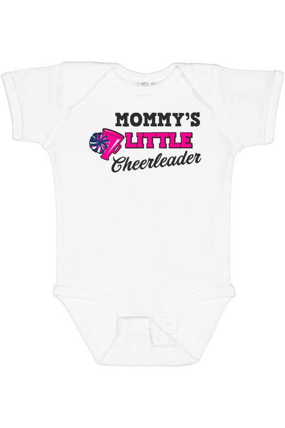 Mommy's Little Cheerleader with Megaphone and Pom Poms Girls Baby Bodysuit