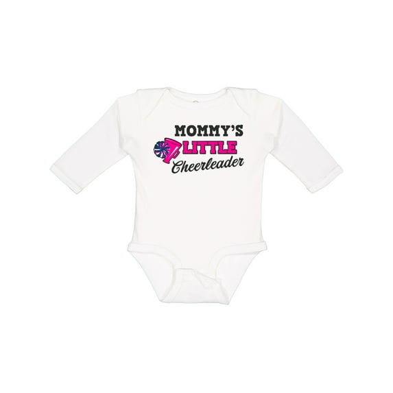 Inktastic Mommy's Little Cheerleader with Megaphone and Pom Poms Girls Long Sleeve Baby Bodysuit