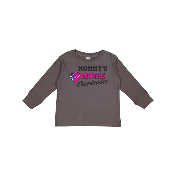 Inktastic Mommy's Little Cheerleader with Megaphone and Pom Poms Girls Long Sleeve Toddler T-Shirt