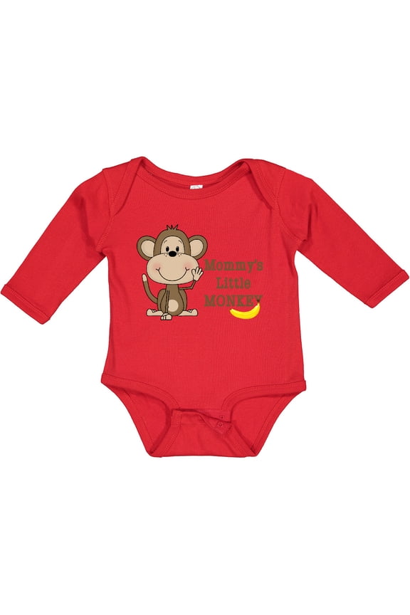 Mommy's Little Monkey Boys or Girls Long Sleeve Baby Bodysuit